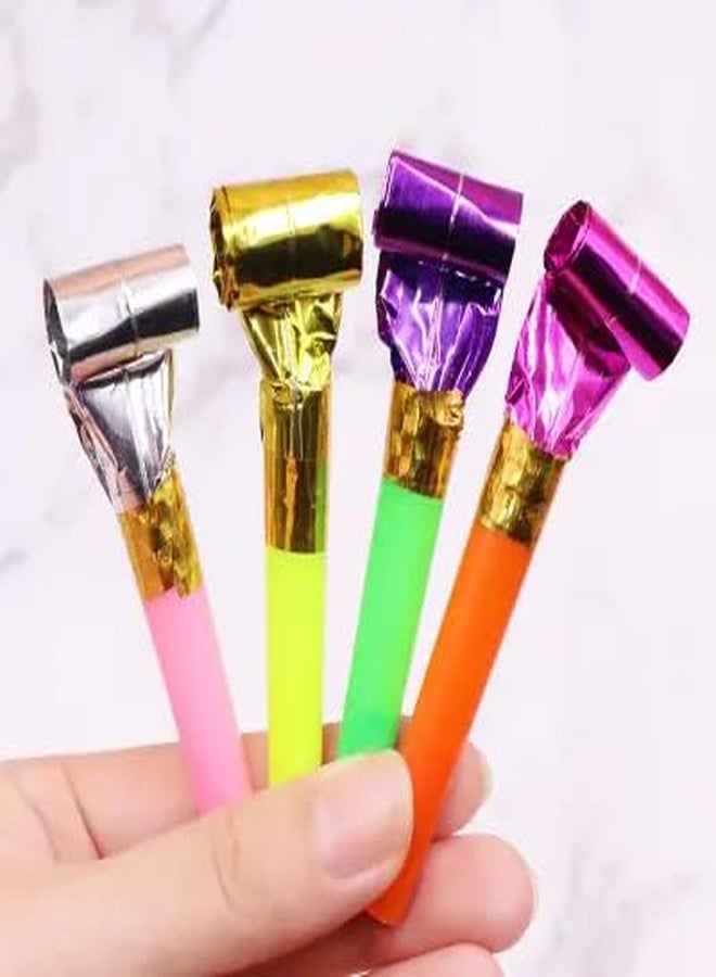 PartyToko Polka Dot Party Blowouts Whistles Party Noise Makers Multi Colour (10 pcs-1 Pack) - Image 1